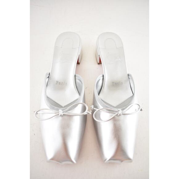 Christian Louboutin Mimiflirt 30 Silver Ballet Ballerina Slide Heel Mule 38.5 - Picture 8 of 16